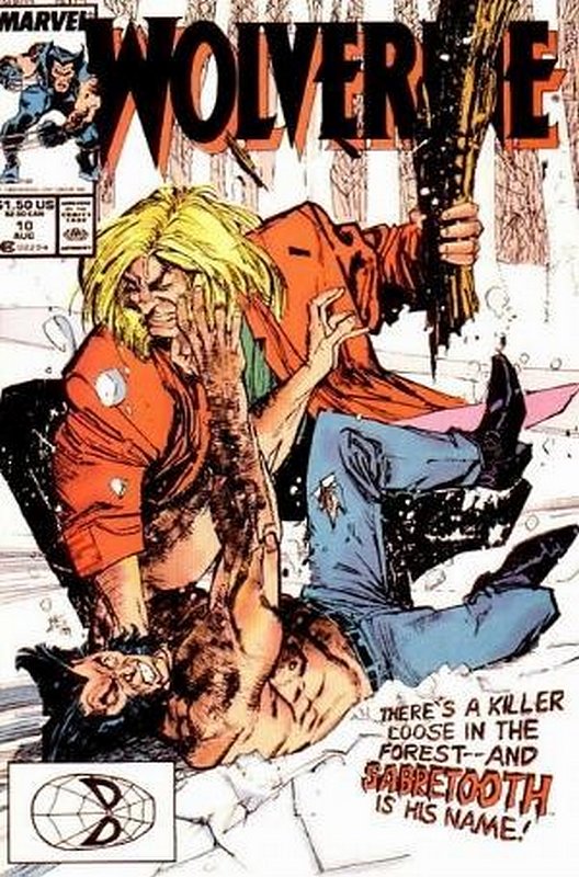 Sabretooth vs Wolverine<br> Cover of Wolverine (Vol 1) #10. One of 250,000 Vintage American Comics on sale from Krypton!