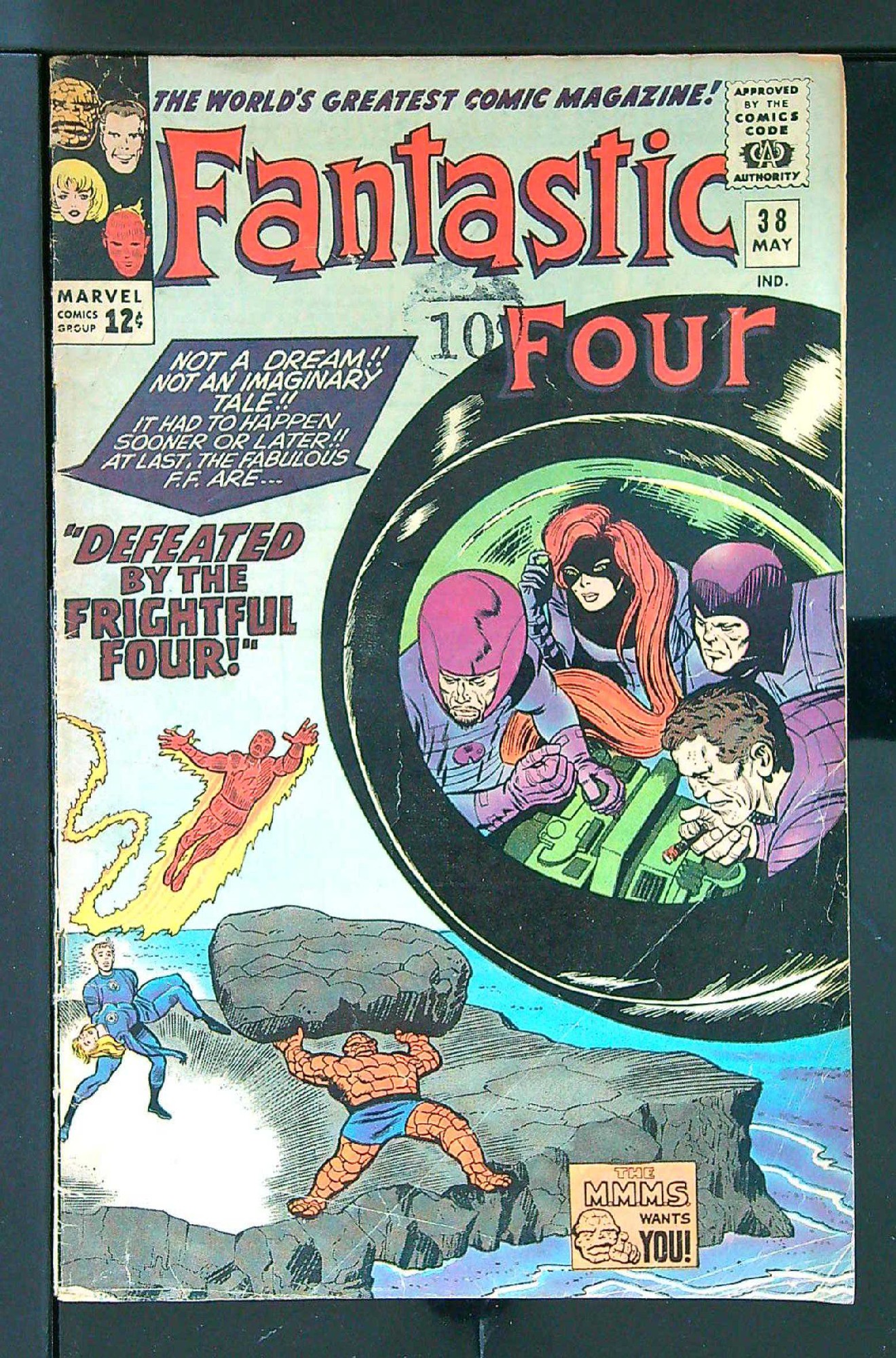 ACTUAL SCAN OF COMIC!<br>Distribution Stamp on Cover - See Scan Cover of Fantastic Four (Vol 1) #38. One of 250,000 Vintage American Comics on sale from Krypton!
