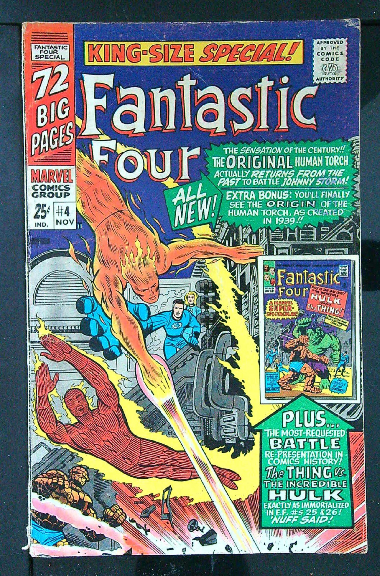 ACTUAL SCAN OF COMIC!<br>Distribution Stamp on Cover - See Scan Cover of Fantastic Four Annual #4. One of 250,000 Vintage American Comics on sale from Krypton!