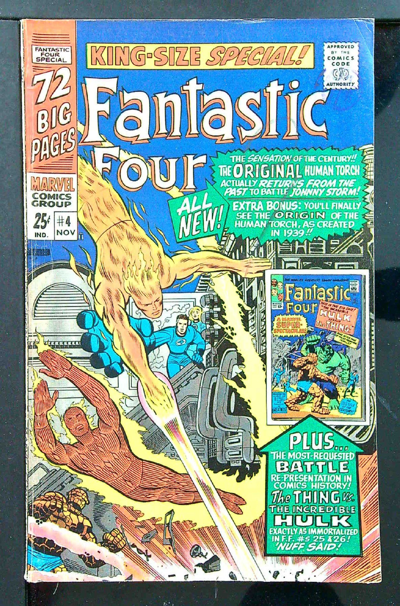 ACTUAL SCAN OF COMIC!<br>Pencil on Cover - See Scan Cover of Fantastic Four Annual #4. One of 250,000 Vintage American Comics on sale from Krypton!