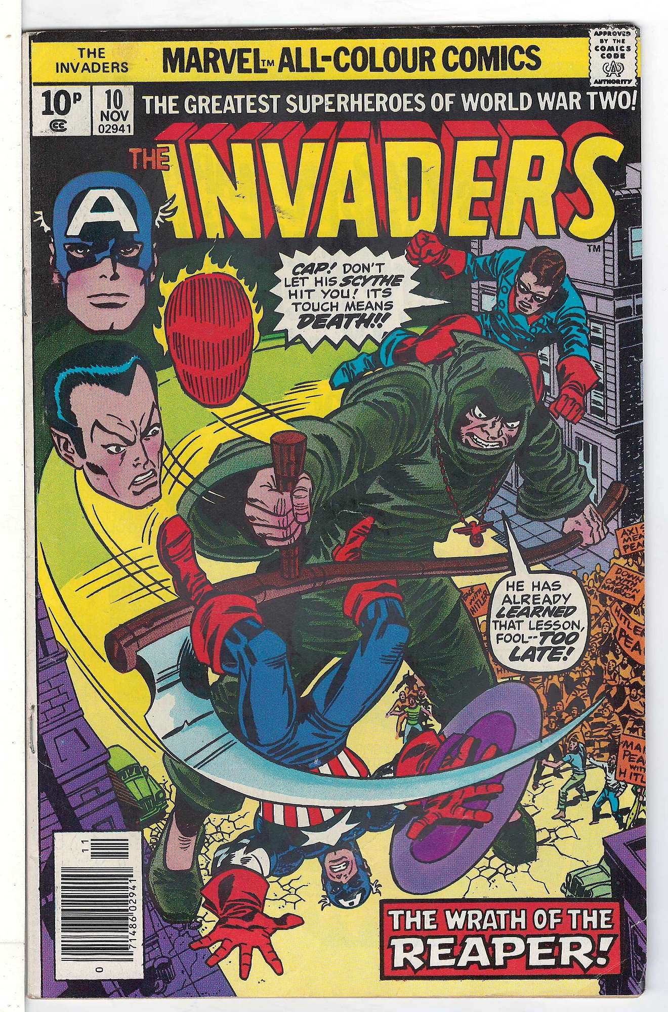 ACTUAL SCAN OF COMIC!<br> Cover of Invaders (Vol 1) #10. One of 250,000 Vintage American Comics on sale from Krypton!