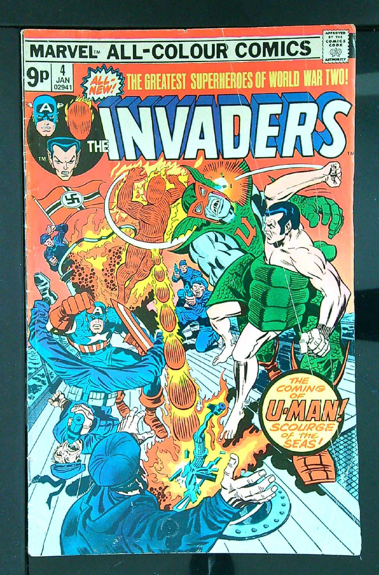 ACTUAL SCAN OF COMIC!<br> Cover of Invaders (Vol 1) #4. One of 250,000 Vintage American Comics on sale from Krypton!