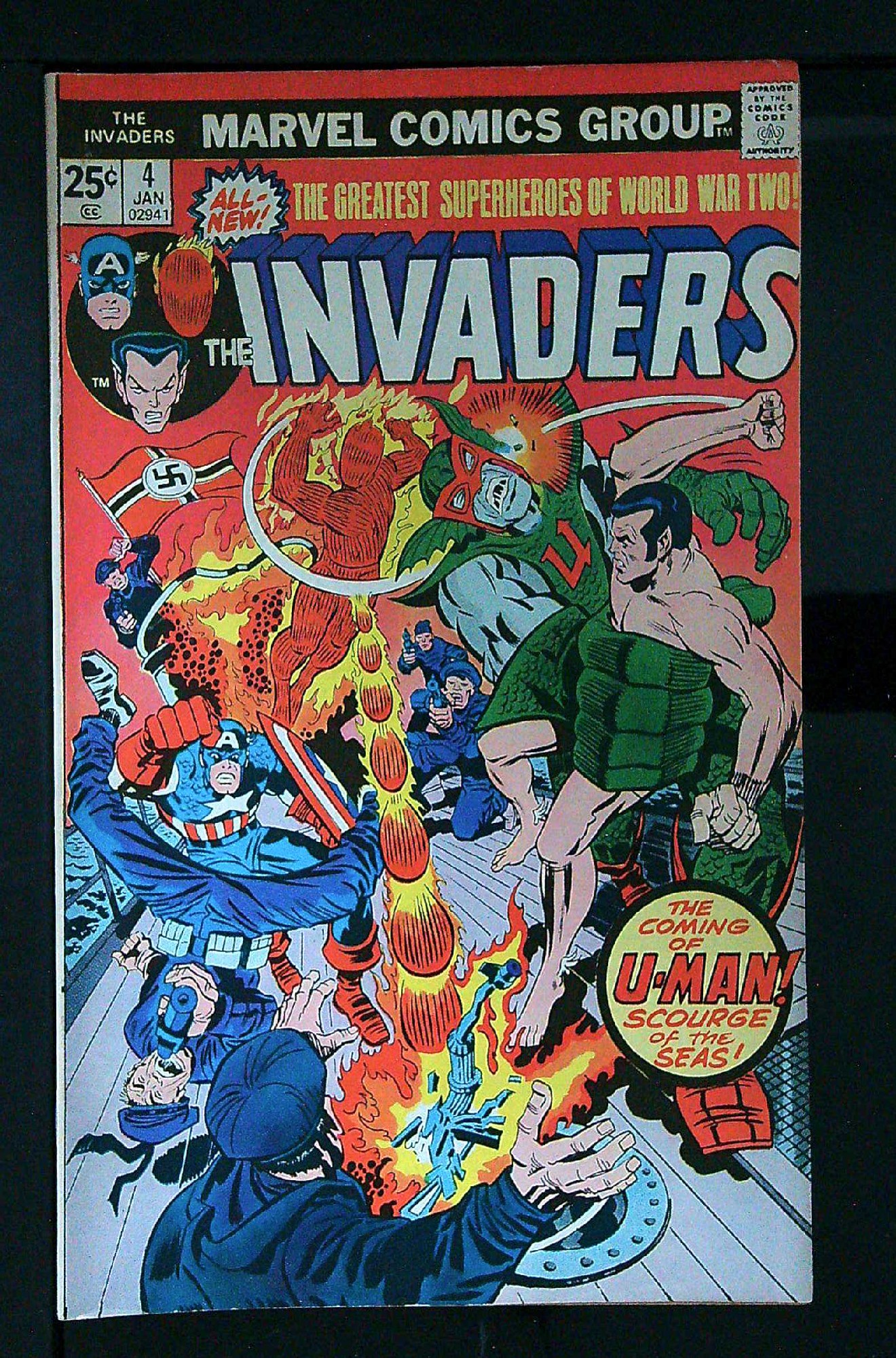 ACTUAL SCAN OF COMIC!<br> Cover of Invaders (Vol 1) #4. One of 250,000 Vintage American Comics on sale from Krypton!