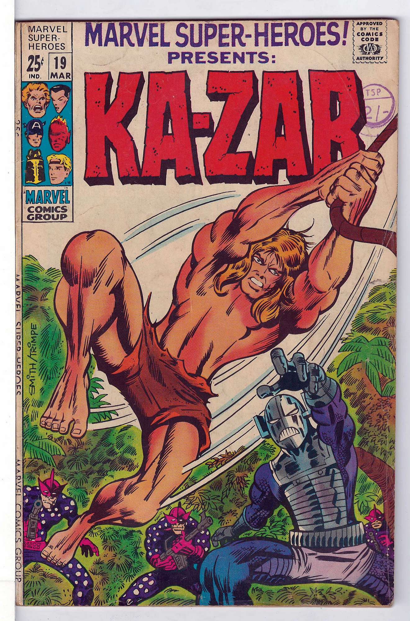 ACTUAL SCAN OF COMIC!<br>Stamp on Cover - See Scan Cover of Marvel Super-Heroes (Vol 1) #19. One of 250,000 Vintage American Comics on sale from Krypton!