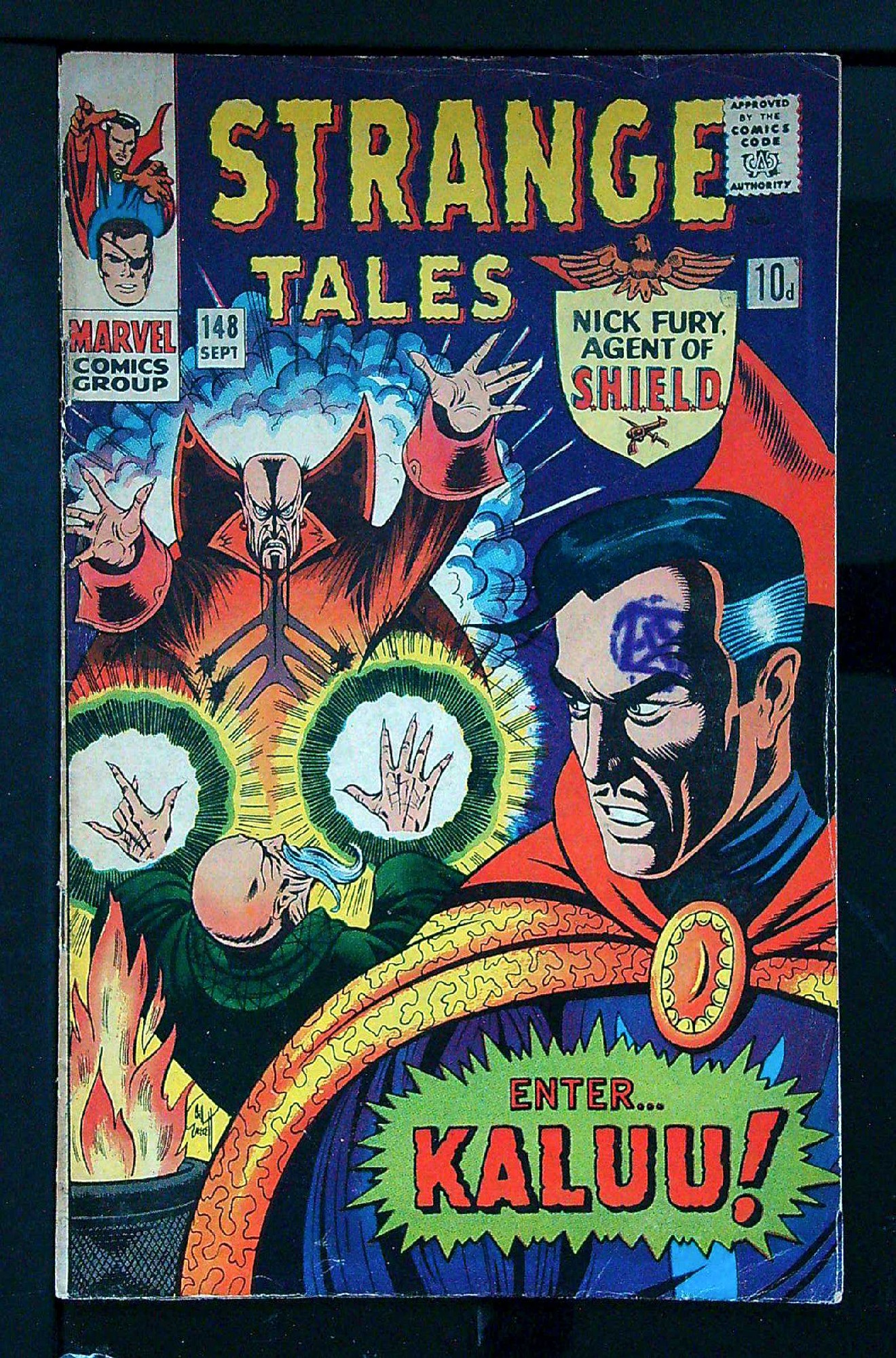 Origin of the Ancient One<br>ACTUAL SCAN OF COMIC!<br>Distribution Stamp on Cover - See Scan Cover of Strange Tales (Vol 1) #148. One of 250,000 Vintage American Comics on sale from Krypton!