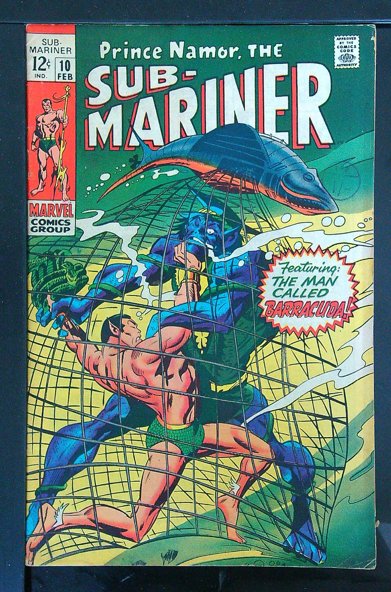 ACTUAL SCAN OF COMIC!<br>Distribution Stamp on Cover - See Scan Cover of Sub-Mariner (Vol 1) #10. One of 250,000 Vintage American Comics on sale from Krypton!