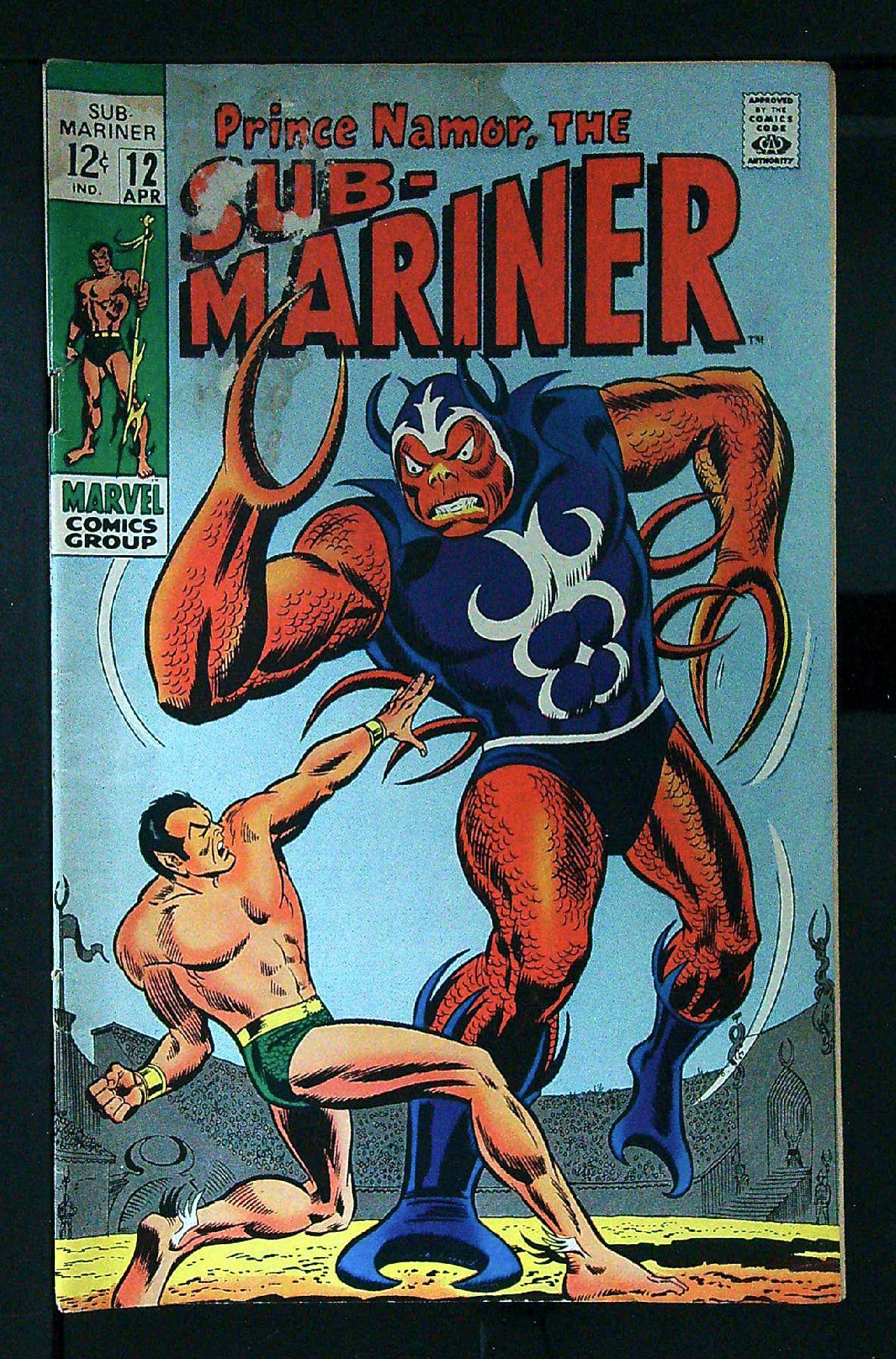 ACTUAL SCAN OF COMIC!<br>Stain on Cover -See Scan Cover of Sub-Mariner (Vol 1) #12. One of 250,000 Vintage American Comics on sale from Krypton!