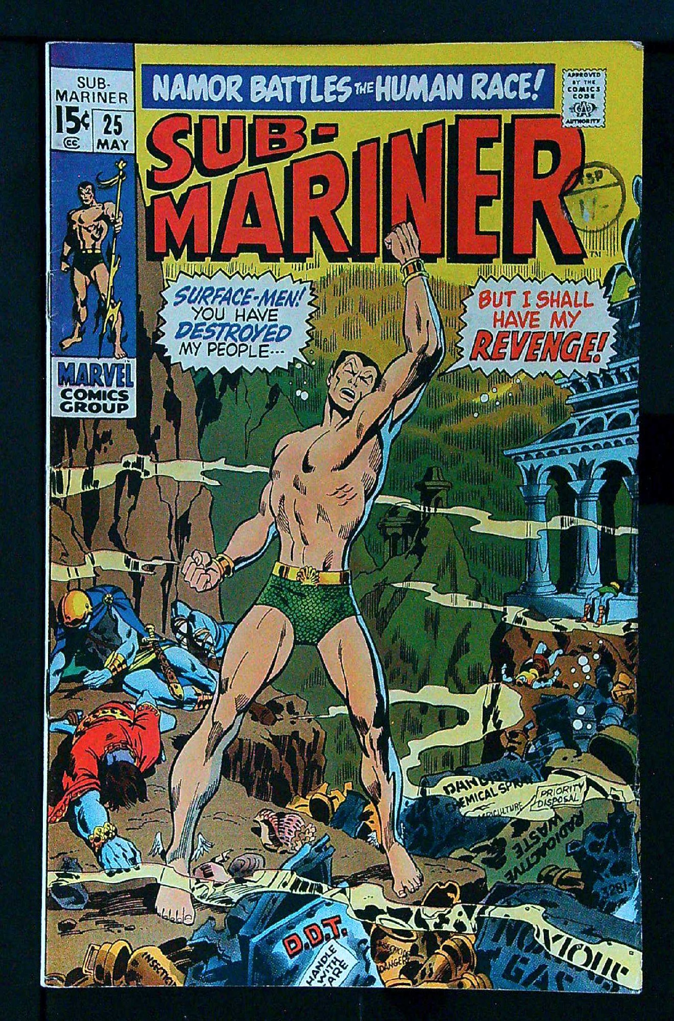 ACTUAL SCAN OF COMIC!<br>Distribution Stamp on Cover - See Scan Cover of Sub-Mariner (Vol 1) #25. One of 250,000 Vintage American Comics on sale from Krypton!