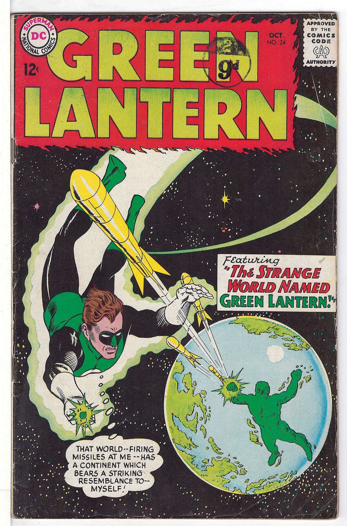 Origin & 1st appearance Shark<br>ACTUAL SCAN OF COMIC!<br>Stamp on Cover - See Scan Cover of Green Lantern (Vol 2) #24. One of 250,000 Vintage American Comics on sale from Krypton!