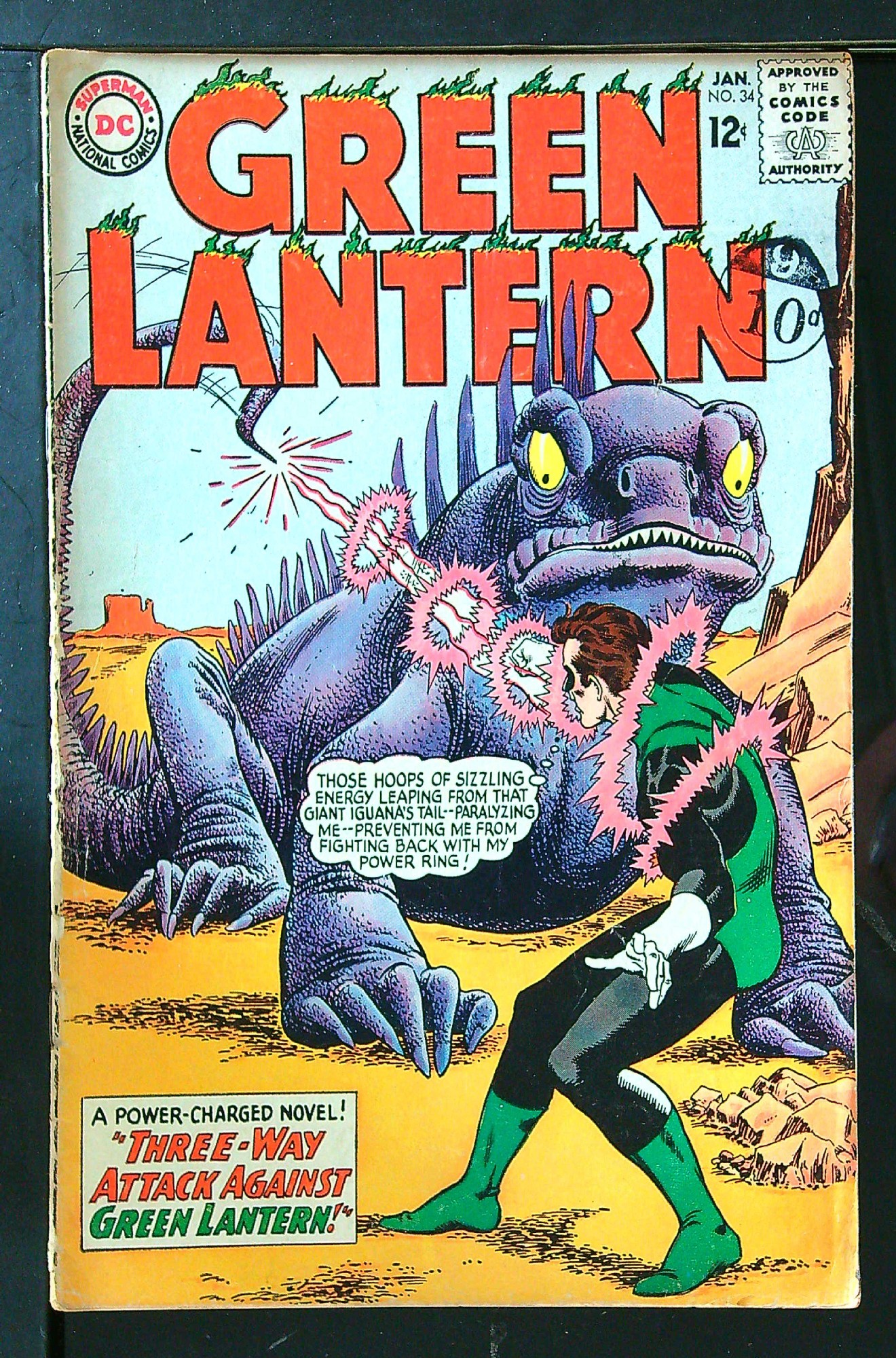 ACTUAL SCAN OF COMIC!<br>Stamp on Cover - See Scan Cover of Green Lantern (Vol 2) #34. One of 250,000 Vintage American Comics on sale from Krypton!