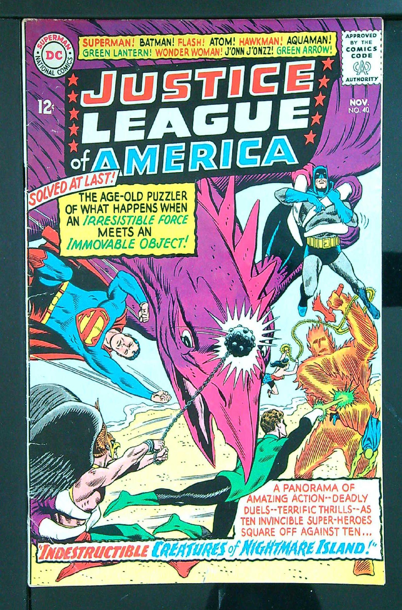 3rd Silver Age Penguin<br>ACTUAL SCAN OF COMIC!<br> Cover of Justice League of America (Vol 1) #40. One of 250,000 Vintage American Comics on sale from Krypton!