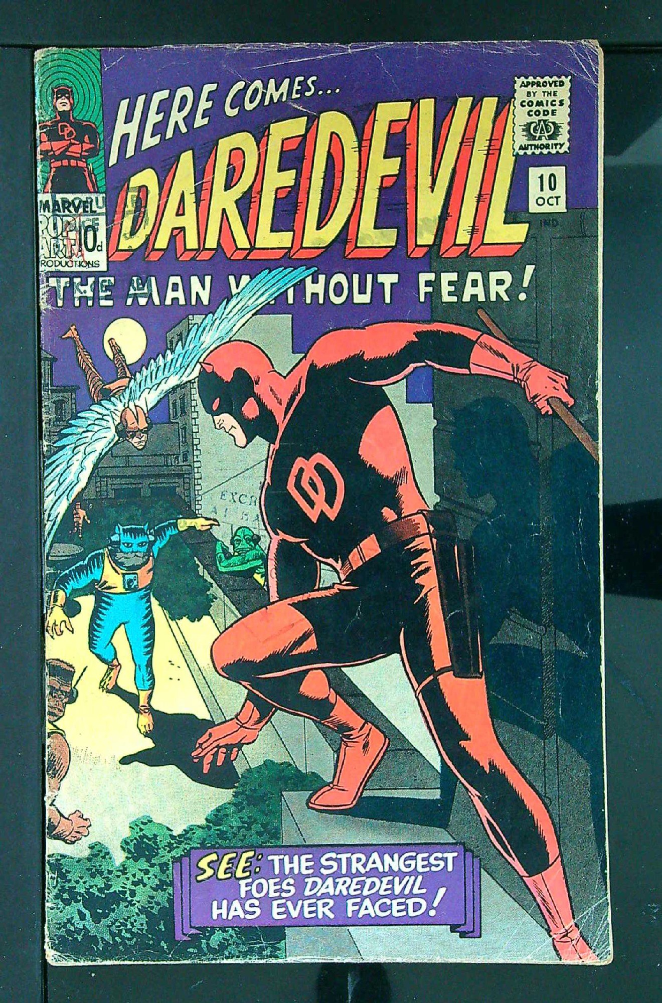 ACTUAL SCAN OF COMIC!<br>Distribution Stamp & Pen on Cover - See Scan Cover of Daredevil (Vol 1) #10. One of 250,000 Vintage American Comics on sale from Krypton!
