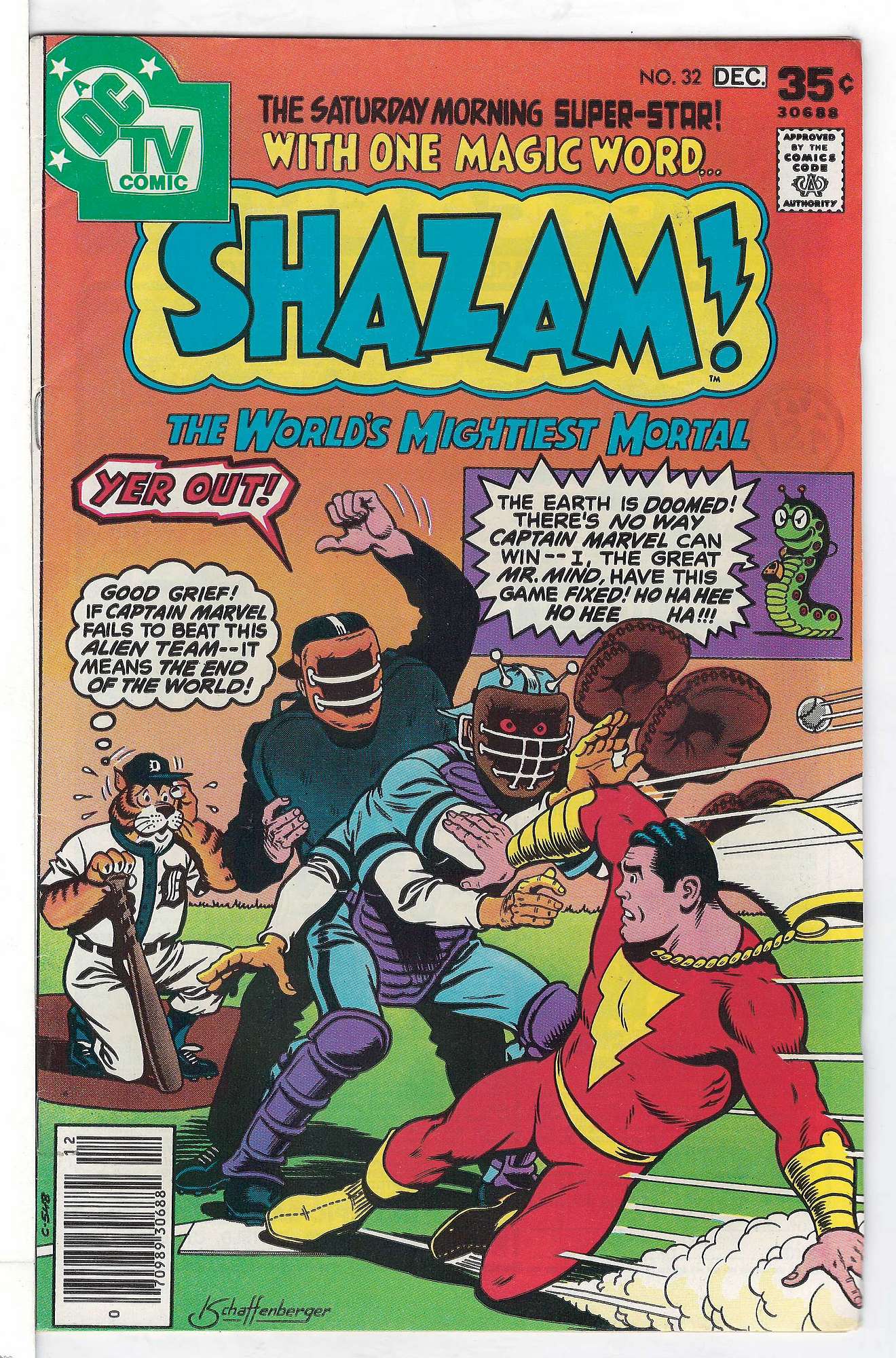 ACTUAL SCAN OF COMIC!<br>Distribution Stamp on Cover - See Scan Cover of Shazam! (Vol 1) #32. One of 250,000 Vintage American Comics on sale from Krypton!