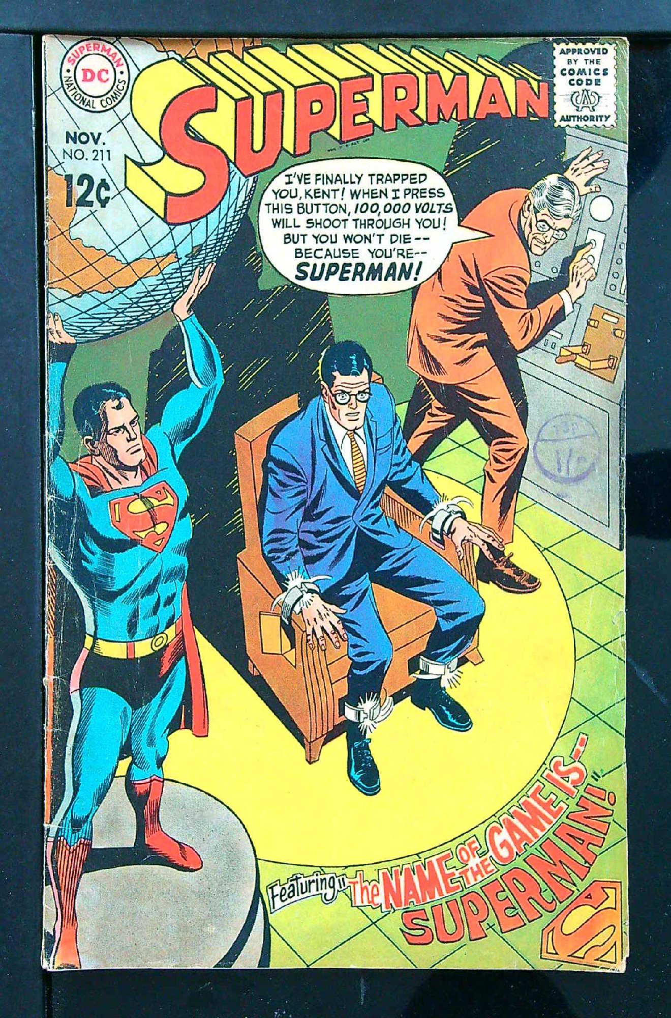 ACTUAL SCAN OF COMIC!<br>Distribution Stamp on Cover - See Scan Cover of Superman (Vol 1) #211. One of 250,000 Vintage American Comics on sale from Krypton!