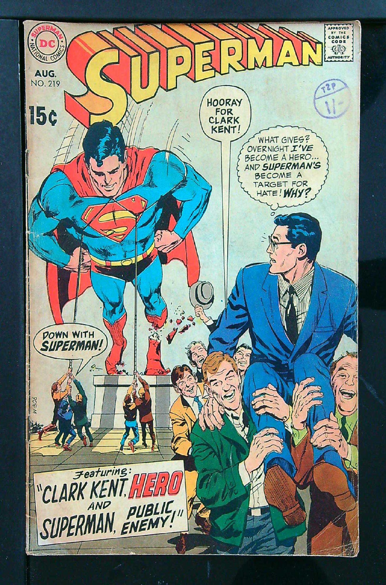 ACTUAL SCAN OF COMIC!<br>Distribution Stamp on Cover - See Scan Cover of Superman (Vol 1) #219. One of 250,000 Vintage American Comics on sale from Krypton!