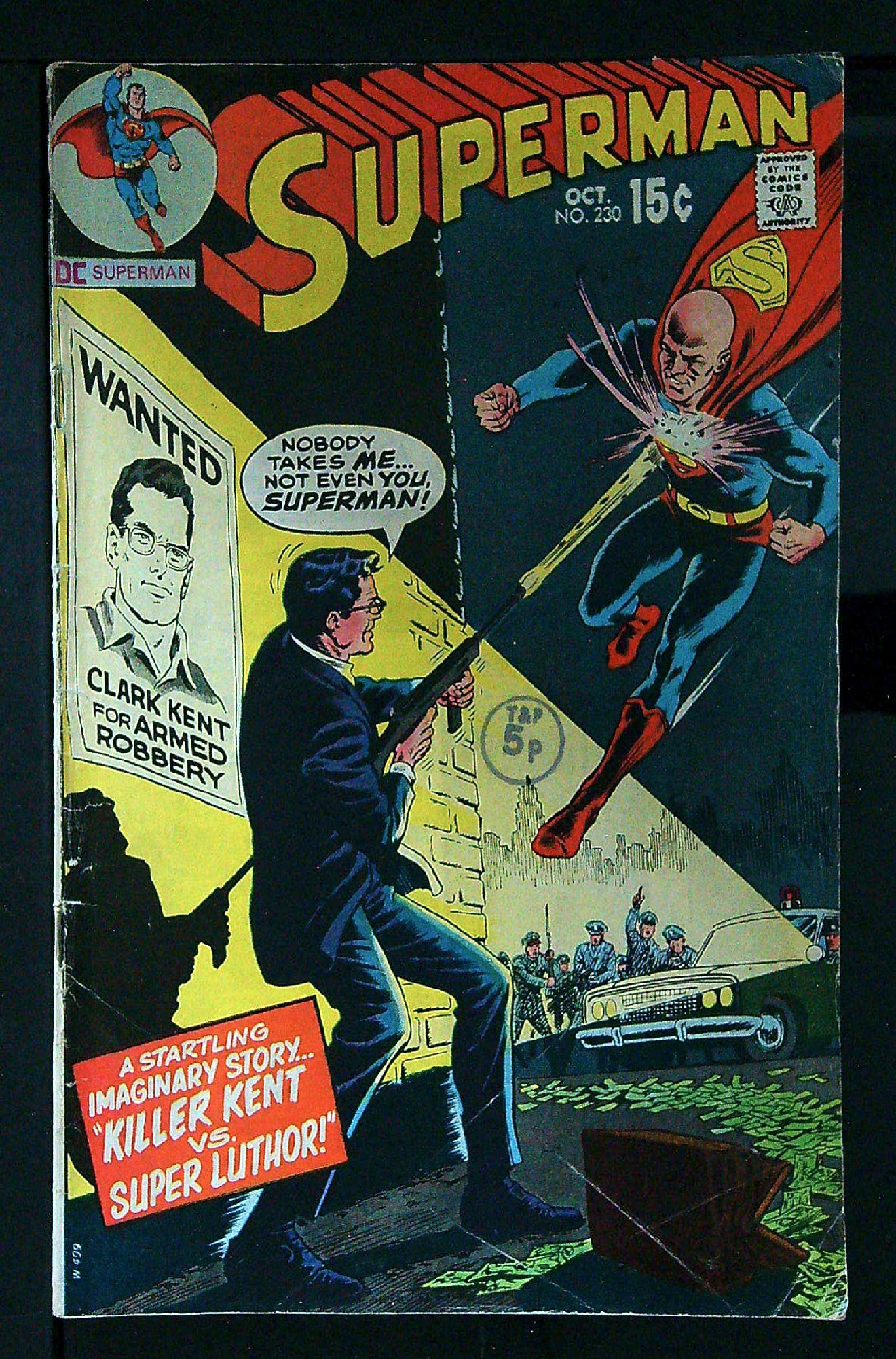 ACTUAL SCAN OF COMIC!<br>Distribution Stamp on Cover - See Scan Cover of Superman (Vol 1) #230. One of 250,000 Vintage American Comics on sale from Krypton!