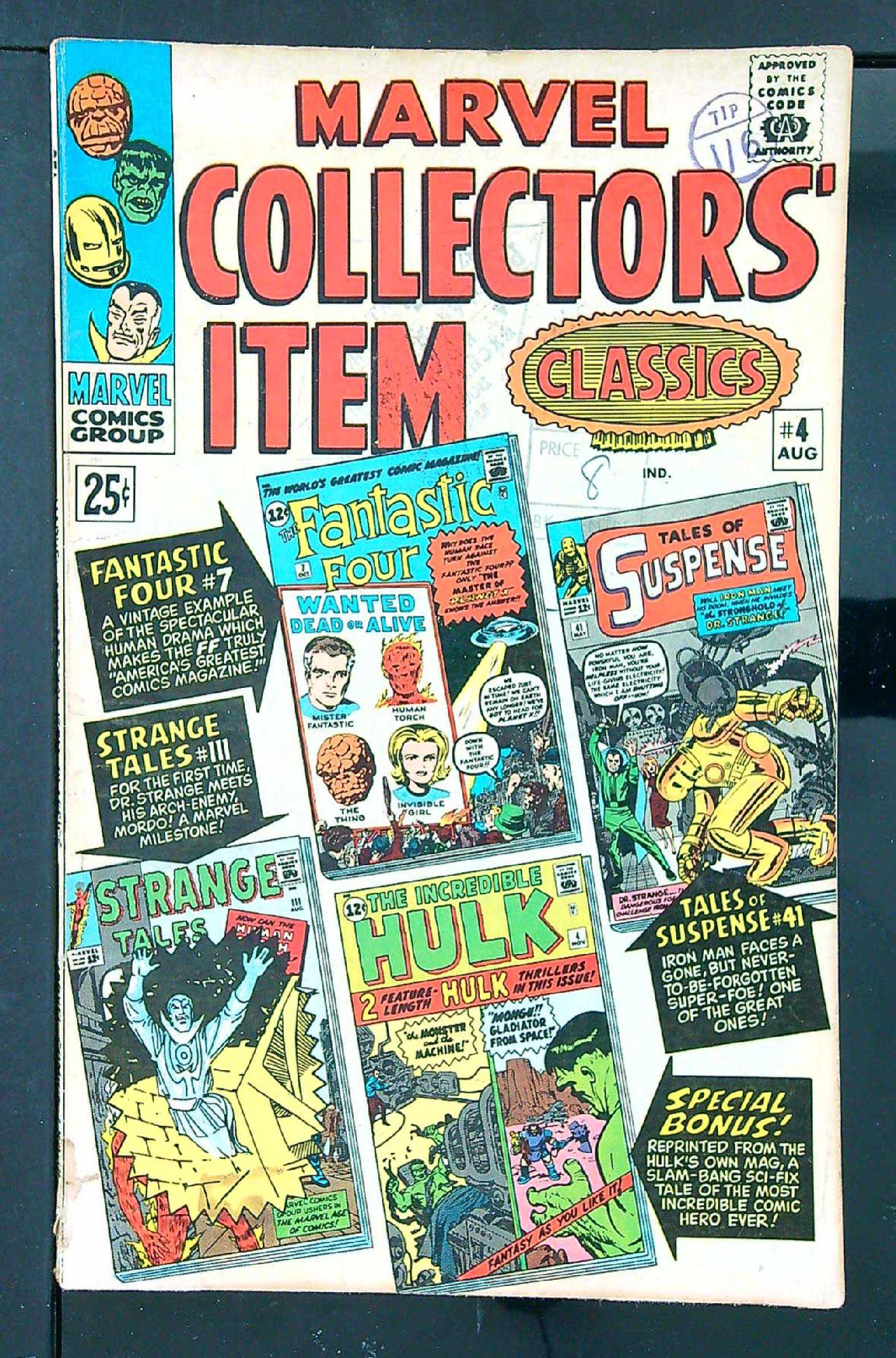 ACTUAL SCAN OF COMIC!<br>Distribution Stamp & Pen on Cover - See Scan Cover of Marvel Collectors Item Classics (Vol 1) #4. One of 250,000 Vintage American Comics on sale from Krypton!