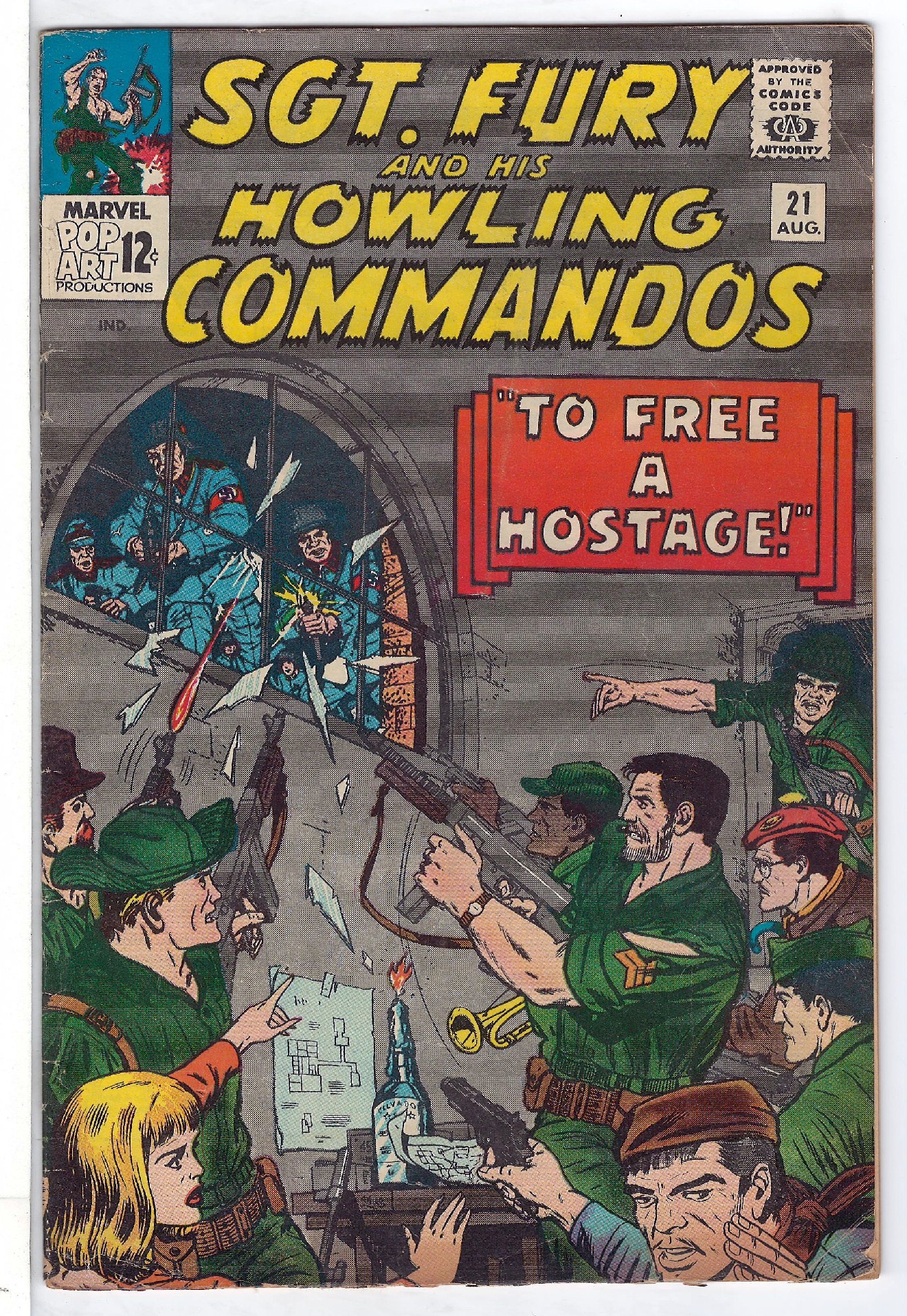 ACTUAL SCAN OF COMIC!<br> Cover of Sgt. Fury & His Howling Commandos #21. One of 250,000 Vintage American Comics on sale from Krypton!