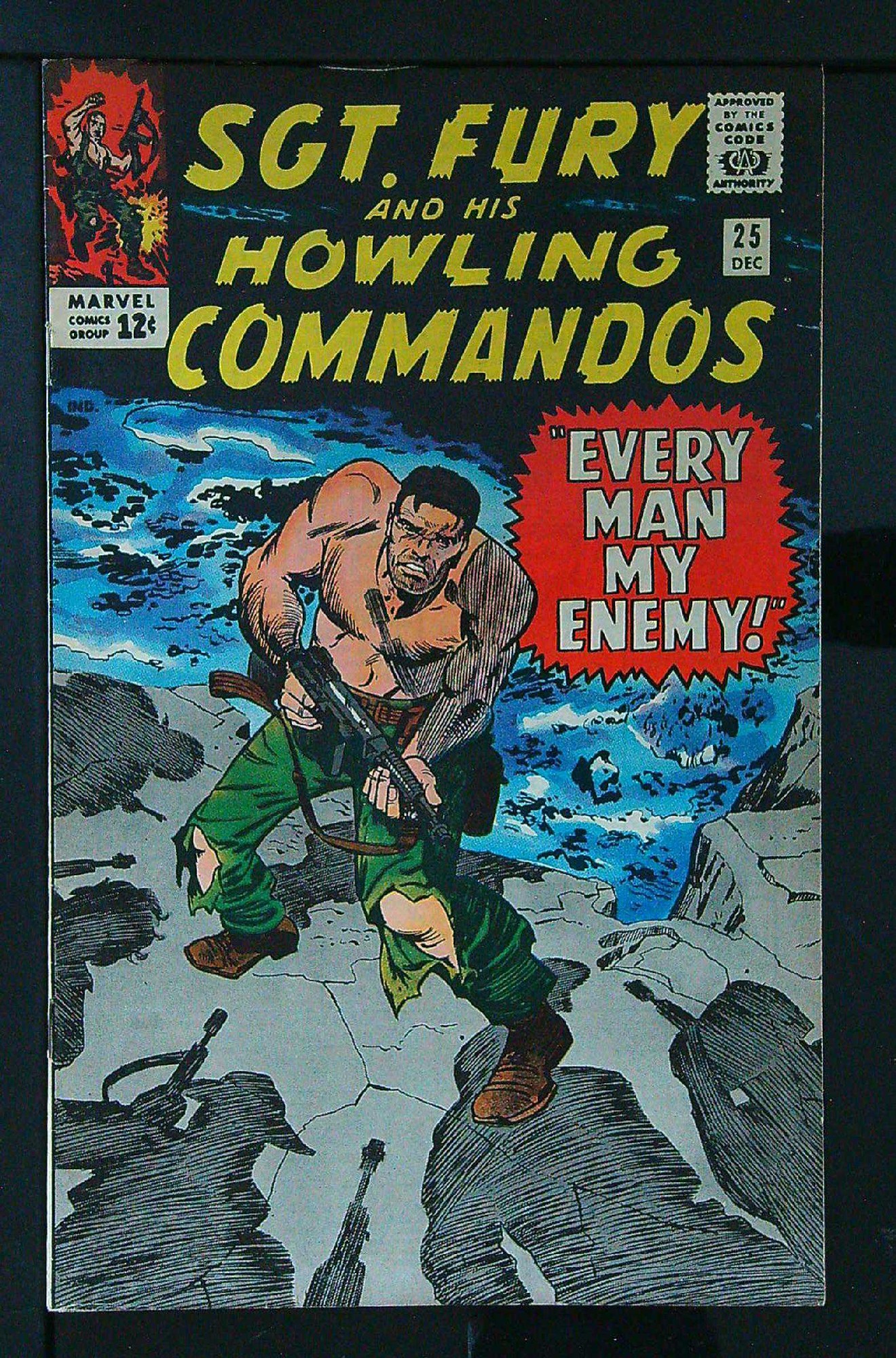ACTUAL SCAN OF COMIC!<br>Small part of corner of back cover missing Cover of Sgt. Fury & His Howling Commandos #25. One of 250,000 Vintage American Comics on sale from Krypton!