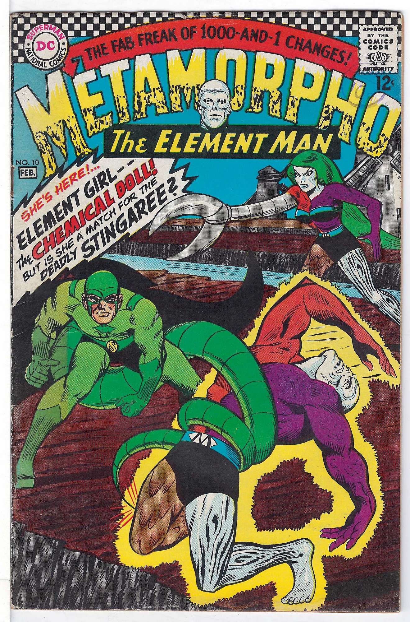 1st Element Girl<br>ACTUAL SCAN OF COMIC!<br>Stamp on Cover - See Scan Cover of Metamorpho (Vol 1) #10. One of 250,000 Vintage American Comics on sale from Krypton!