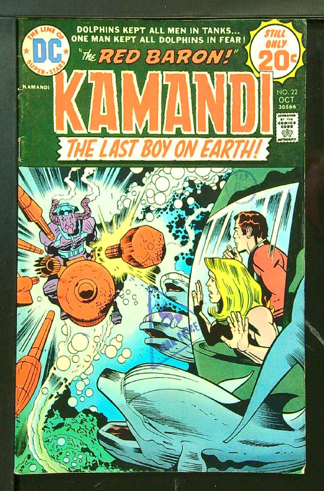 ACTUAL SCAN OF COMIC!<br>Distribution Stamp on Cover - See Scan Cover of Kamandi (Vol 1) The Last Boy on Earth #22. One of 250,000 Vintage American Comics on sale from Krypton!