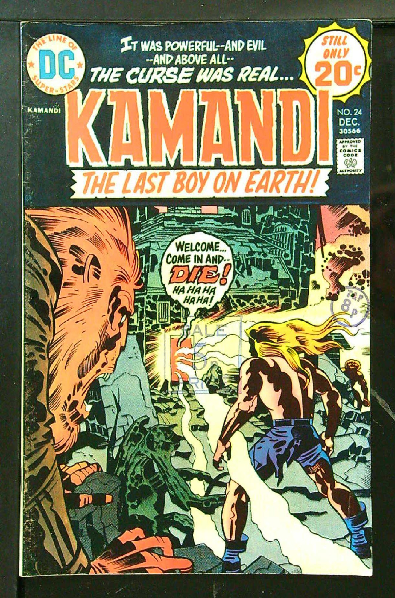 ACTUAL SCAN OF COMIC!<br>Distribution Stamp on Cover - See Scan Cover of Kamandi (Vol 1) The Last Boy on Earth #24. One of 250,000 Vintage American Comics on sale from Krypton!