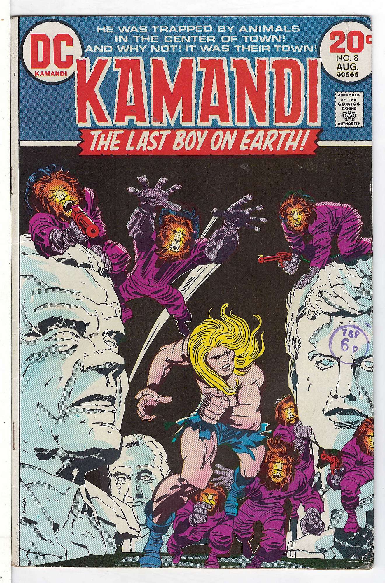 ACTUAL SCAN OF COMIC!<br>Distribution Stamp on Cover - See Scan Cover of Kamandi (Vol 1) The Last Boy on Earth #8. One of 250,000 Vintage American Comics on sale from Krypton!