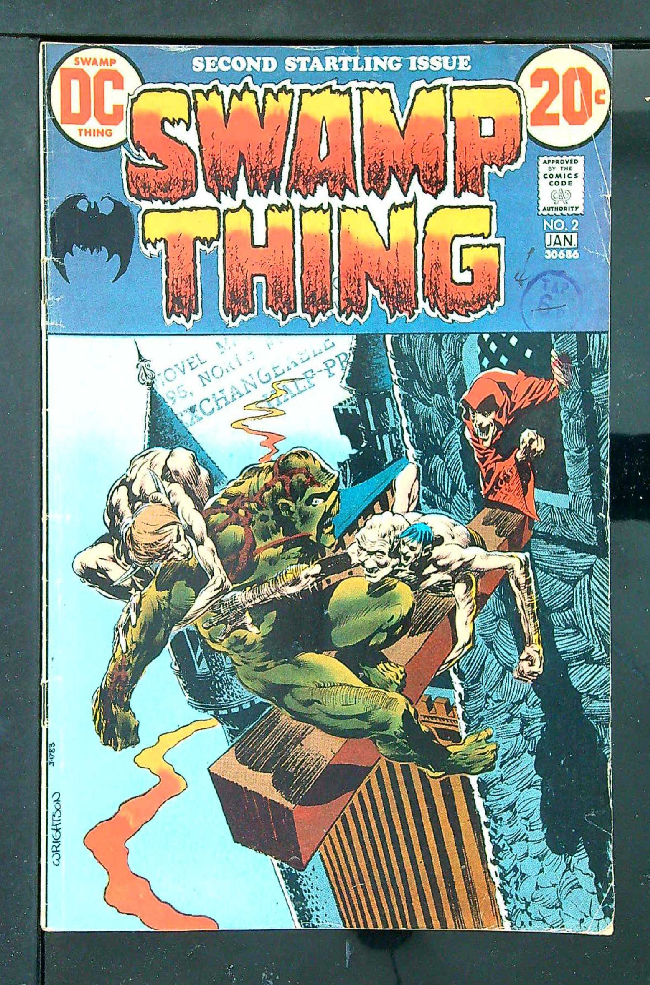 ACTUAL SCAN OF COMIC!<br>Distribution Stamp on Cover - See Scan Cover of Swamp Thing (Vol 1) #2. One of 250,000 Vintage American Comics on sale from Krypton!