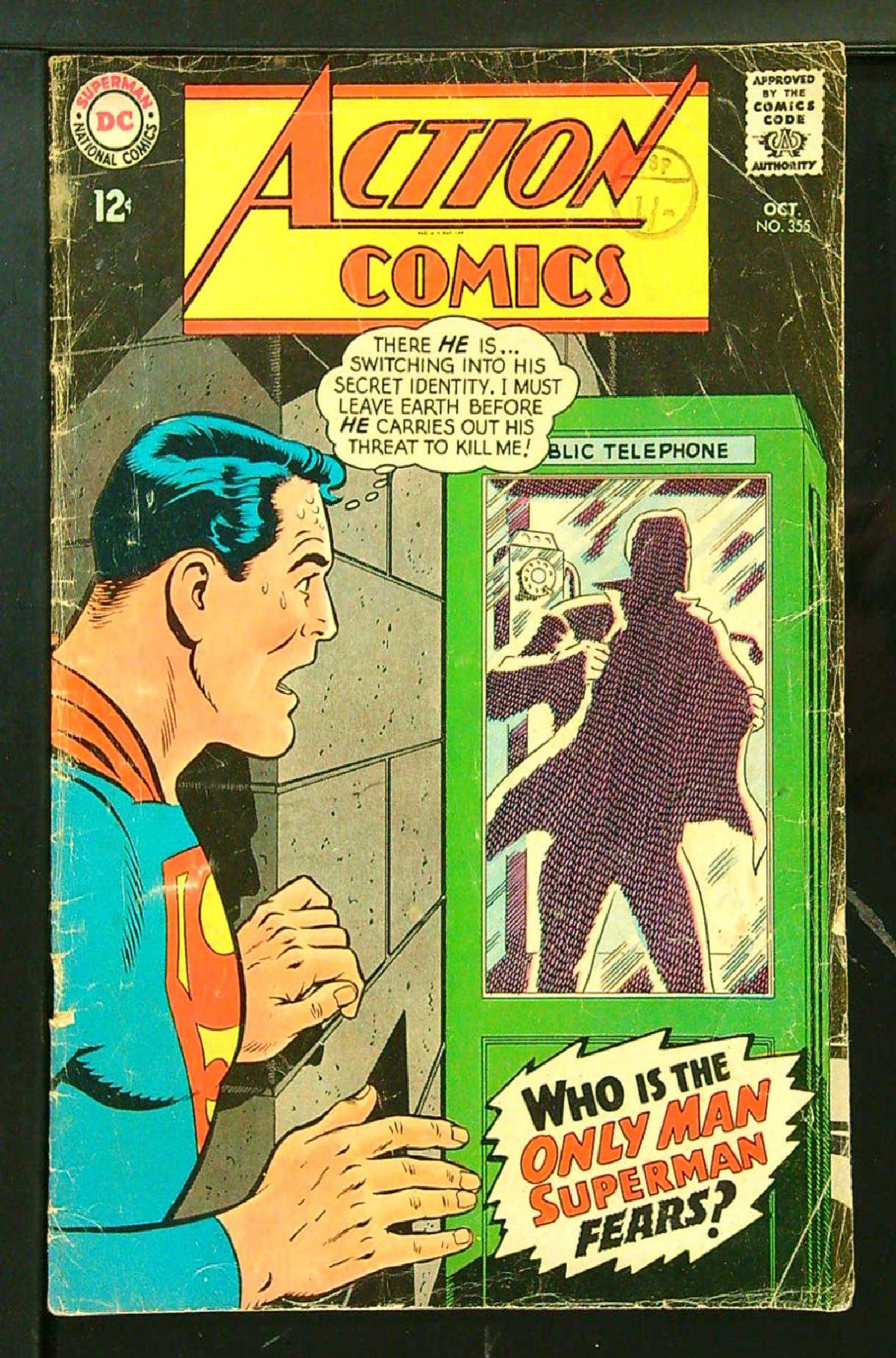 ACTUAL SCAN OF COMIC!<br>Distribution Stamp on Cover - See Scan Cover of Action Comics (Vol 1) #355. One of 250,000 Vintage American Comics on sale from Krypton!