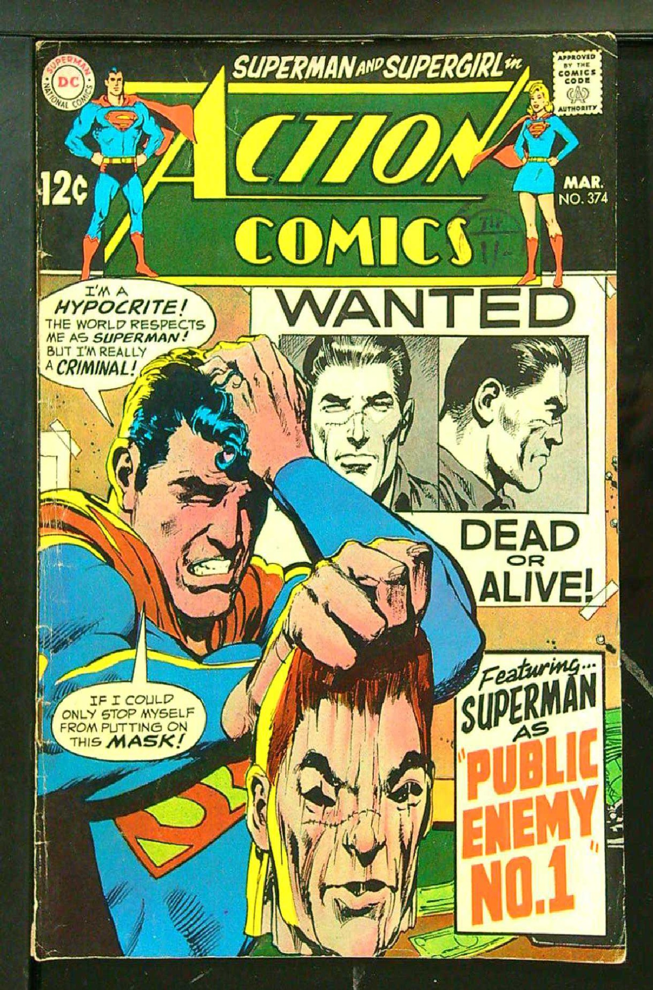 ACTUAL SCAN OF COMIC!<br>Distribution Stamp on Cover - See Scan Cover of Action Comics (Vol 1) #374. One of 250,000 Vintage American Comics on sale from Krypton!