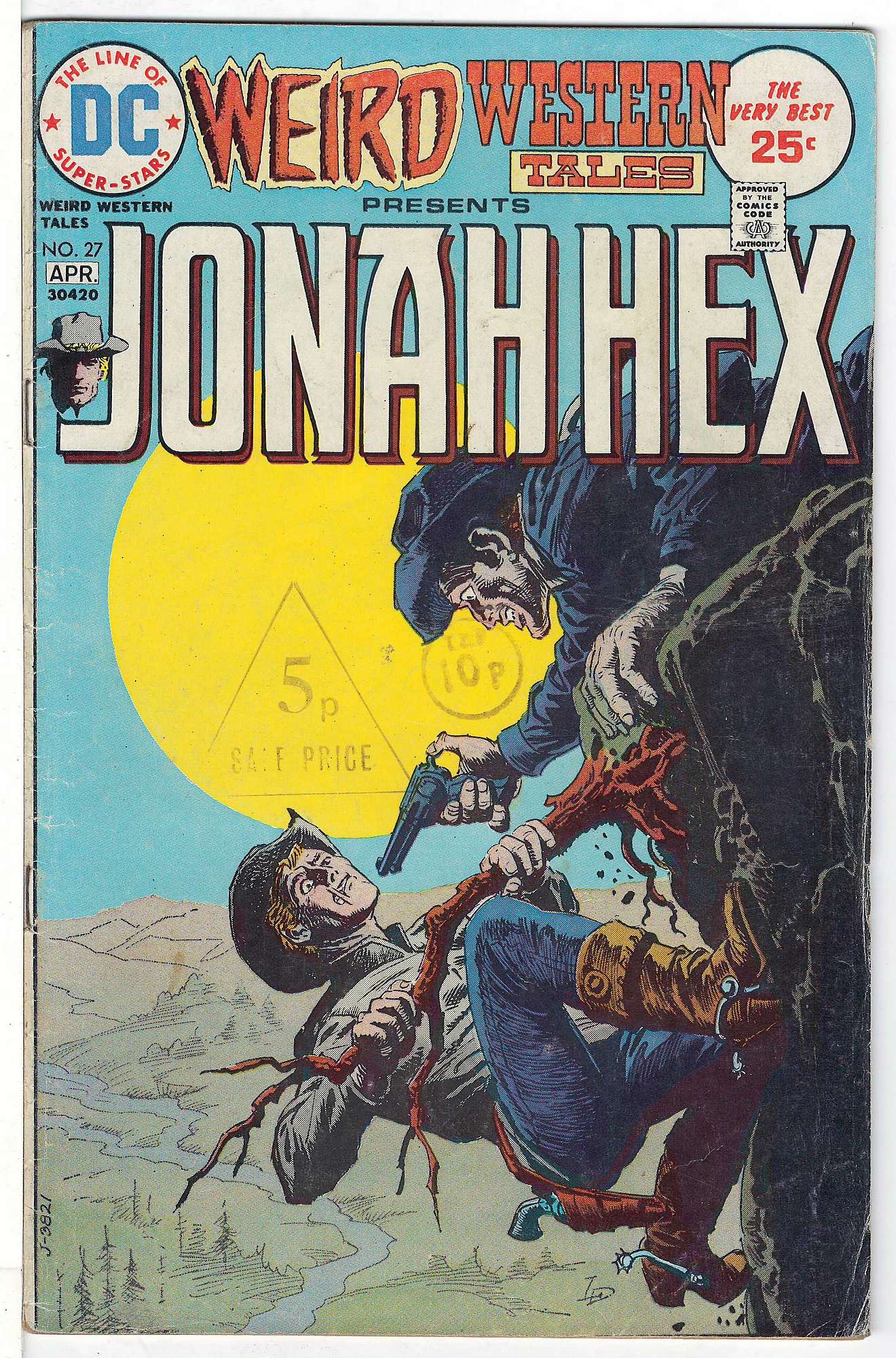 ACTUAL SCAN OF COMIC!<br>Stamps on Cover - See Scan Cover of Weird Western Tales (Vol 1) #27. One of 250,000 Vintage American Comics on sale from Krypton!