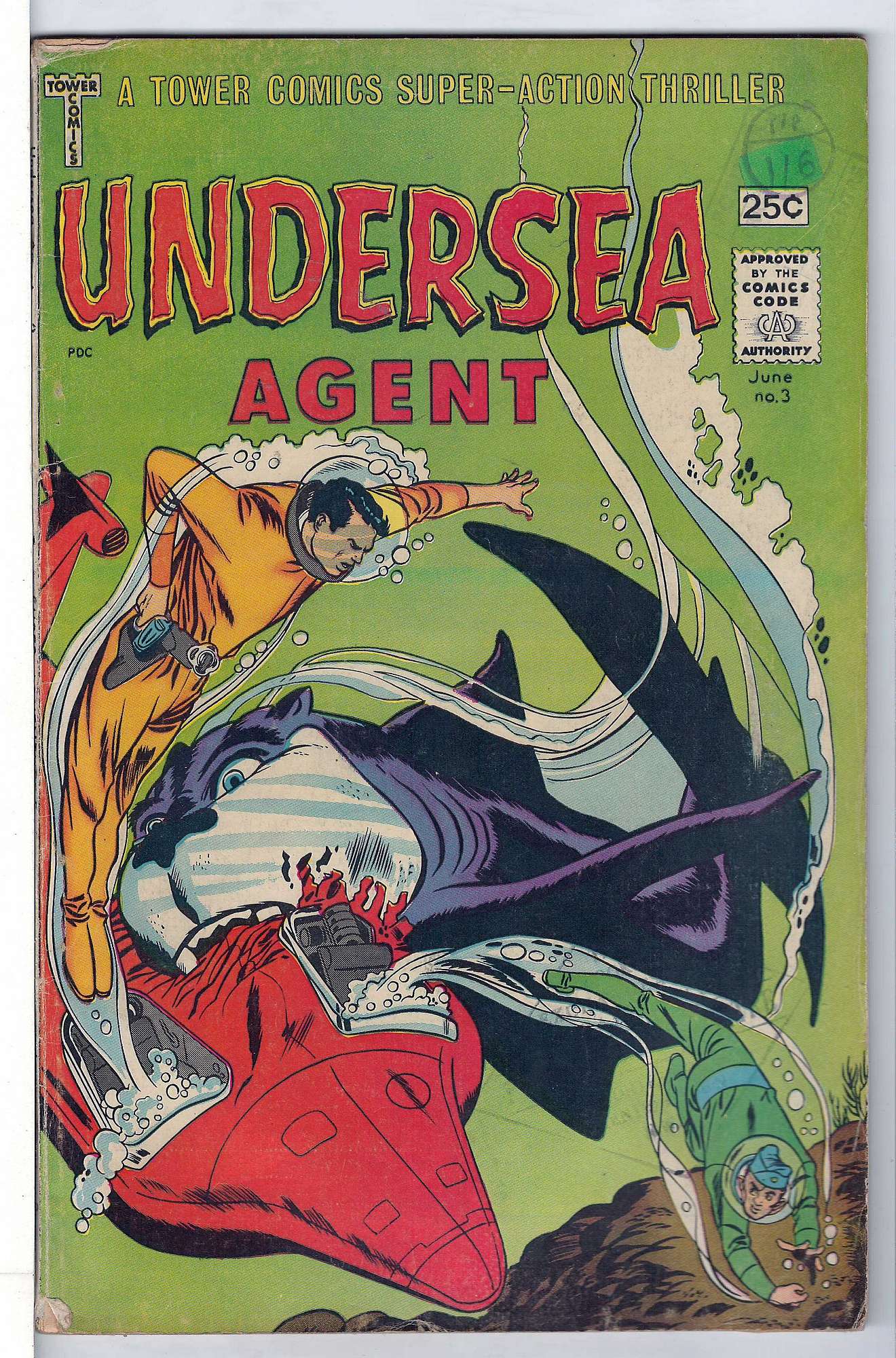 ACTUAL SCAN OF COMIC!<br>Stamps on Cover - See Scan Cover of Undersea Agent (Vol 1) (1966-1967) #3. One of 250,000 Vintage American Comics on sale from Krypton!