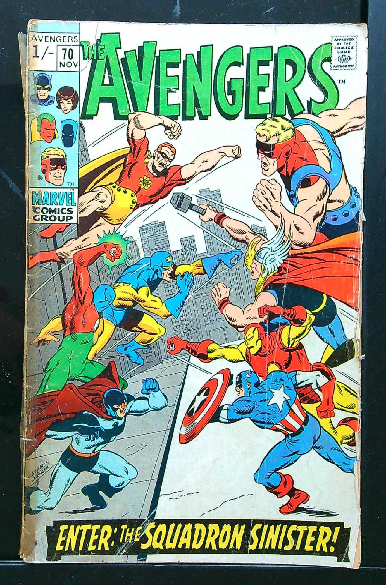 1st Full Nighthawk<br>ACTUAL SCAN OF COMIC!<br>Tape on Cover - See Scan Cover of Avengers (Vol 1) #70. One of 250,000 Vintage American Comics on sale from Krypton!